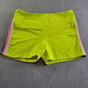 Love & Sports Shorts Women 2XL Yellow Activewear Running Elastic Waist 3 Stripes